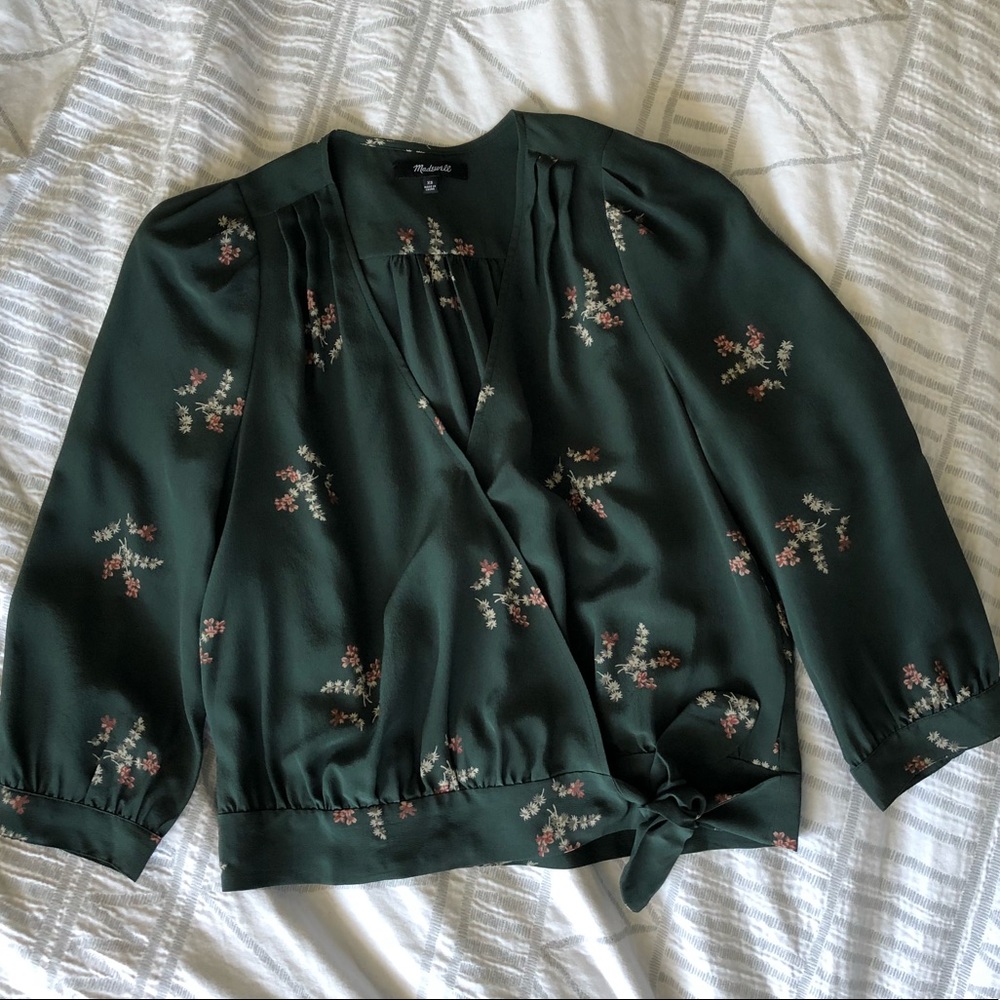 Madewell Silk Wrap Top in Wild Botanic